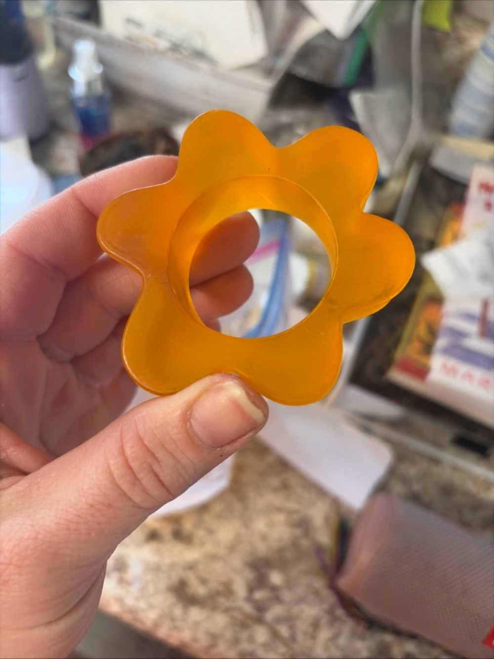 Vintage Flower Napkin Ring 70s Retro Funky Orange Flower Home Decor Set of 4